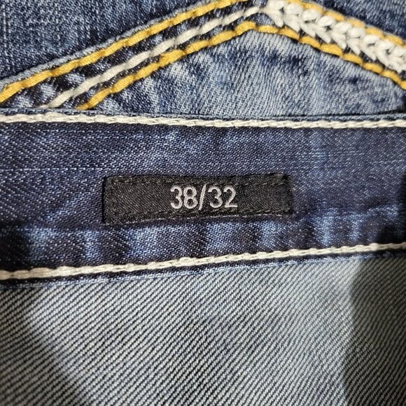 CJ Black Men's 38x32 Relaxed Straight Flap Pocket High Rise Blue Denim Jeans - Picture 7 of 12